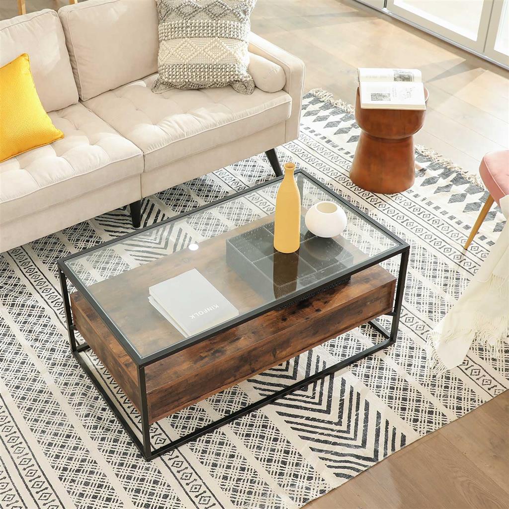 Industrial Coffee Table with 2 Drawers