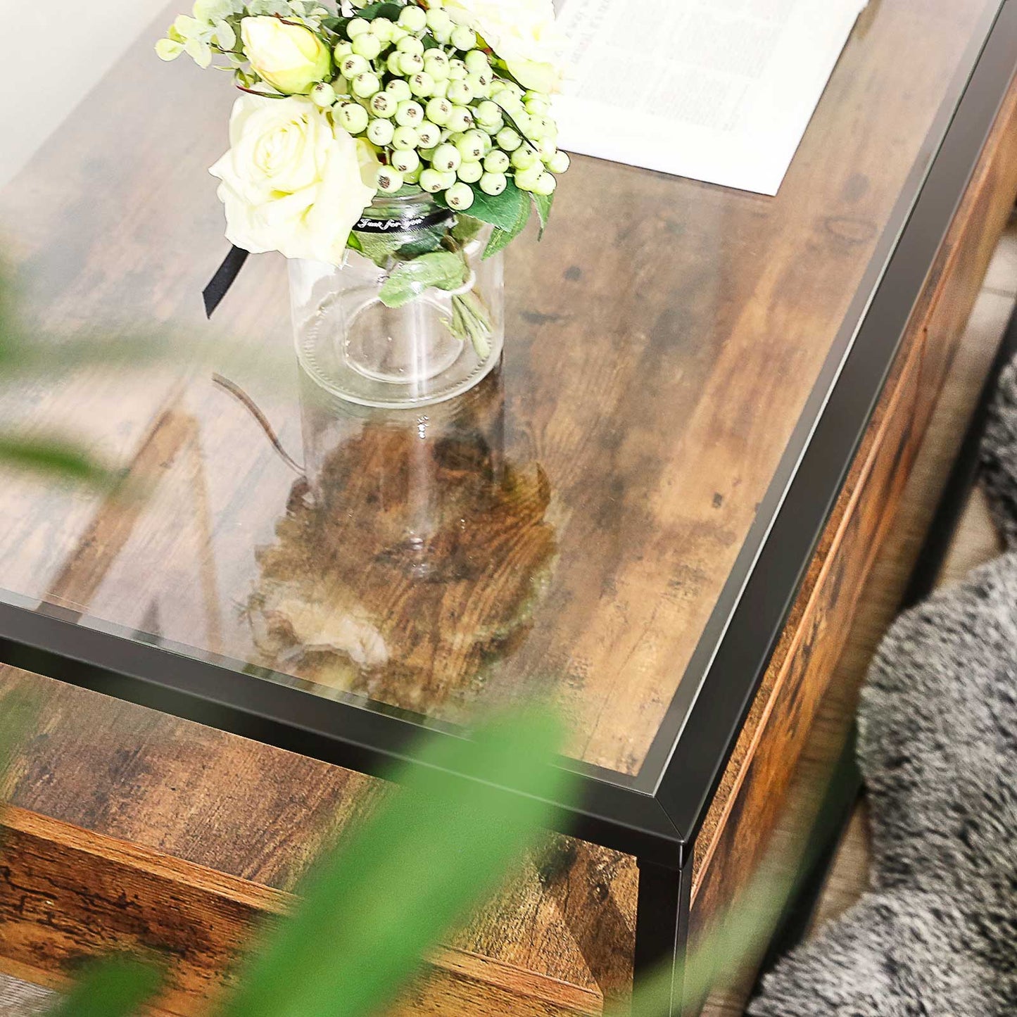 Industrial Coffee Table with 2 Drawers