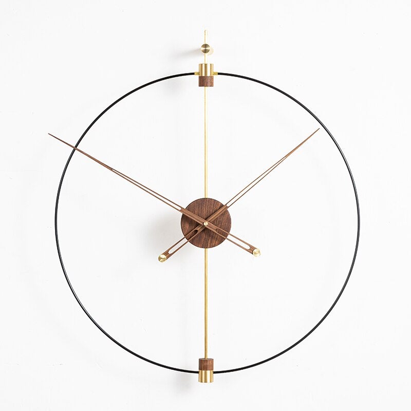 Minimalist Metal Walnut Wall Clock - Novus Decor Wall Decor