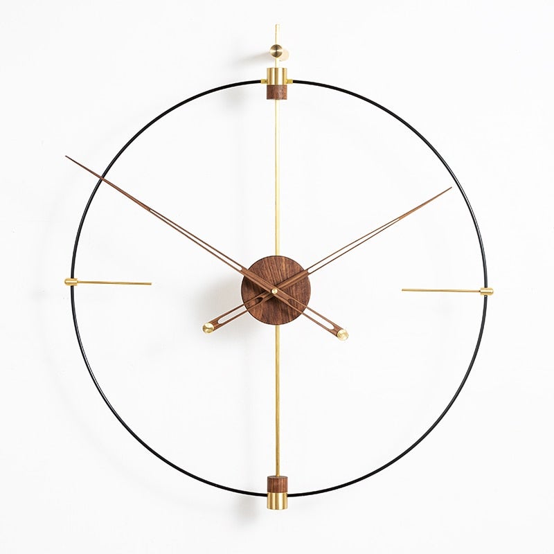 Minimalist Metal Walnut Wall Clock - Novus Decor Wall Decor