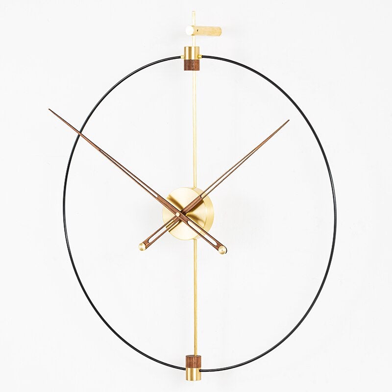 Minimalist Metal Walnut Wall Clock - Novus Decor Wall Decor