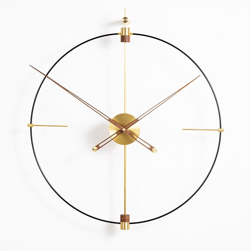 Minimalist Metal Walnut Wall Clock - Novus Decor Wall Decor