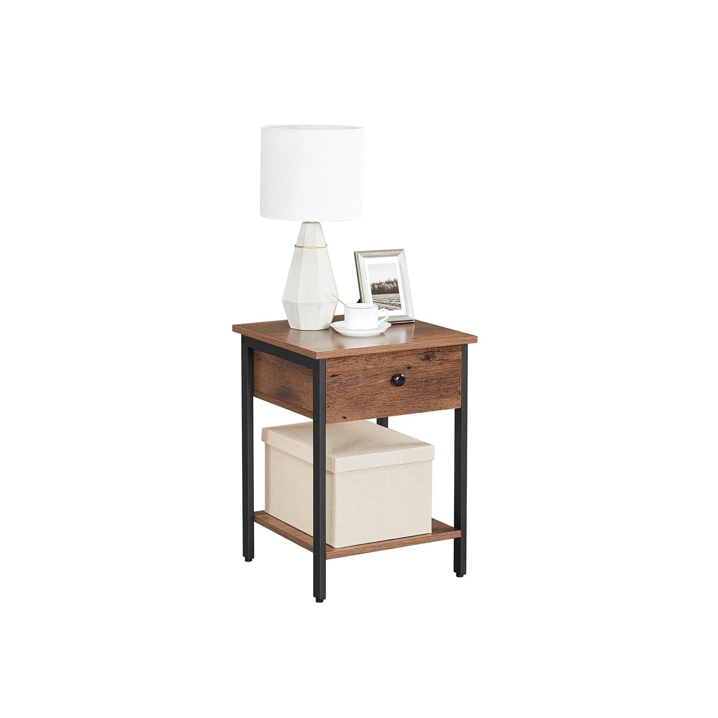 Side Table with Drawer and Shelf