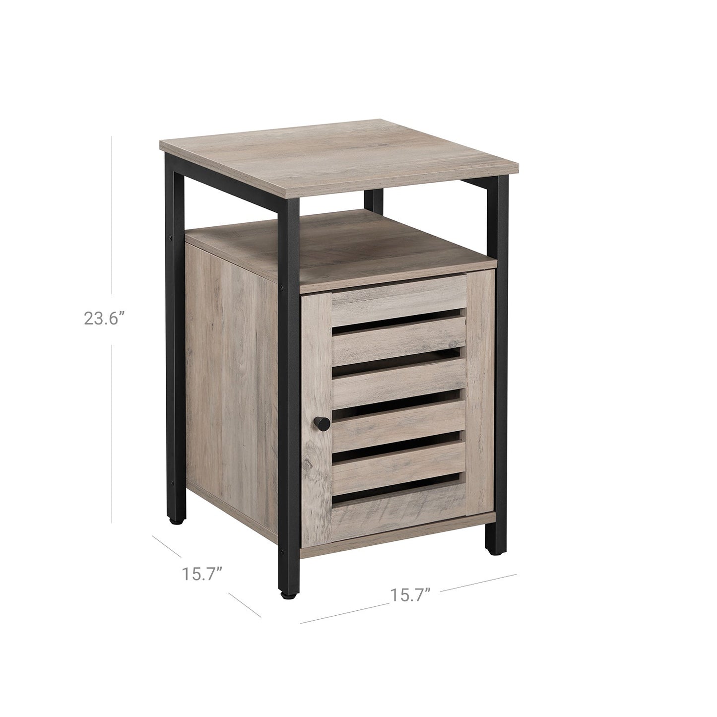 Gray Nightstand with Cabinet