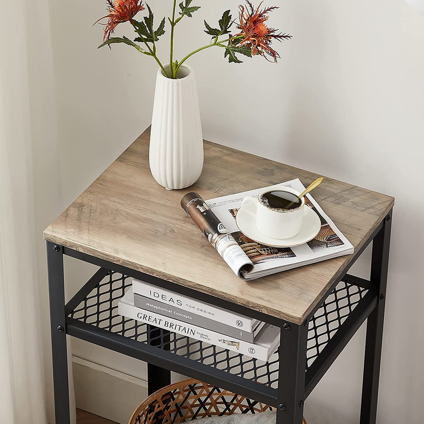 End Telephone Table with 2 Mesh Shelves