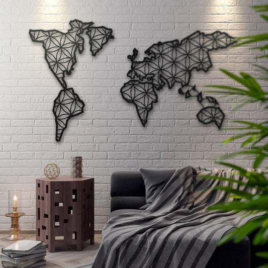 Liv - Metal World Map Wall Art - Novus Decor Wall Decor