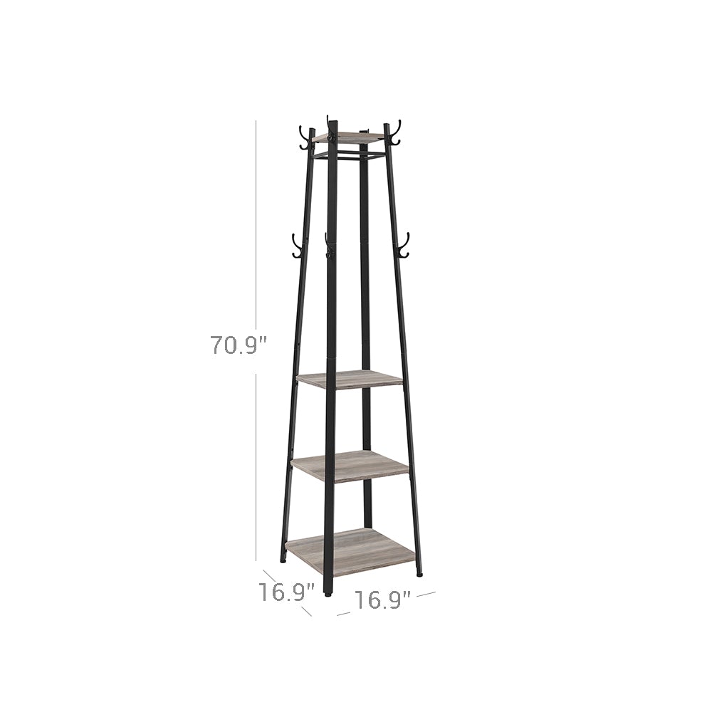 Coat Rack Stand with 3 Shelves