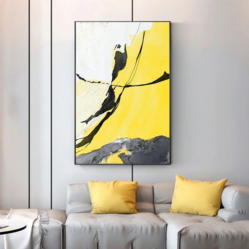 Amalla Yellow and Black Canvas Prints