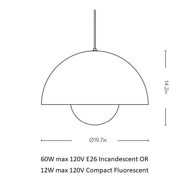 Matte White / Large: 19.7 in diameter / None Flowerpot Pendant Light OPEN BOX