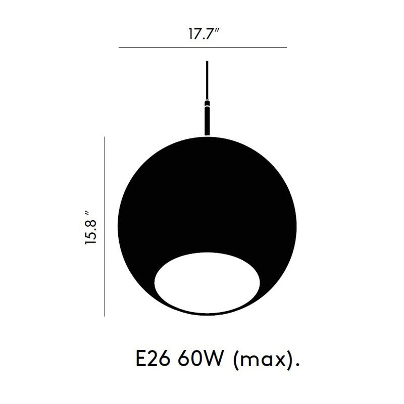 Black / Large: 17.7 in diameter Copper Round Pendant Light - OPEN BOX