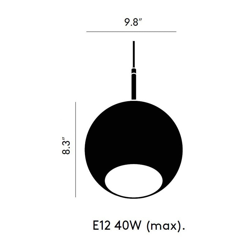 Black / Small: 9.8 in diameter Copper Round Pendant Light - OPEN BOX
