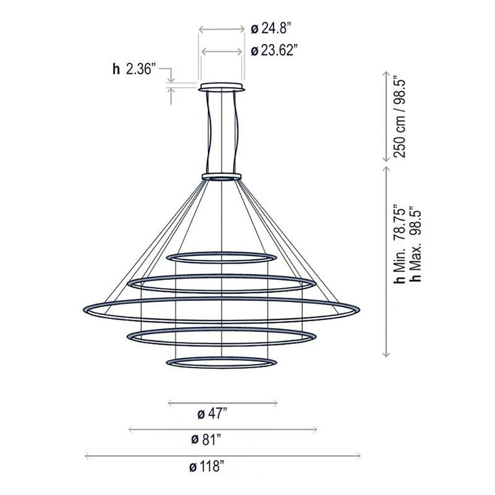 Circular Five Ring Pendant Light