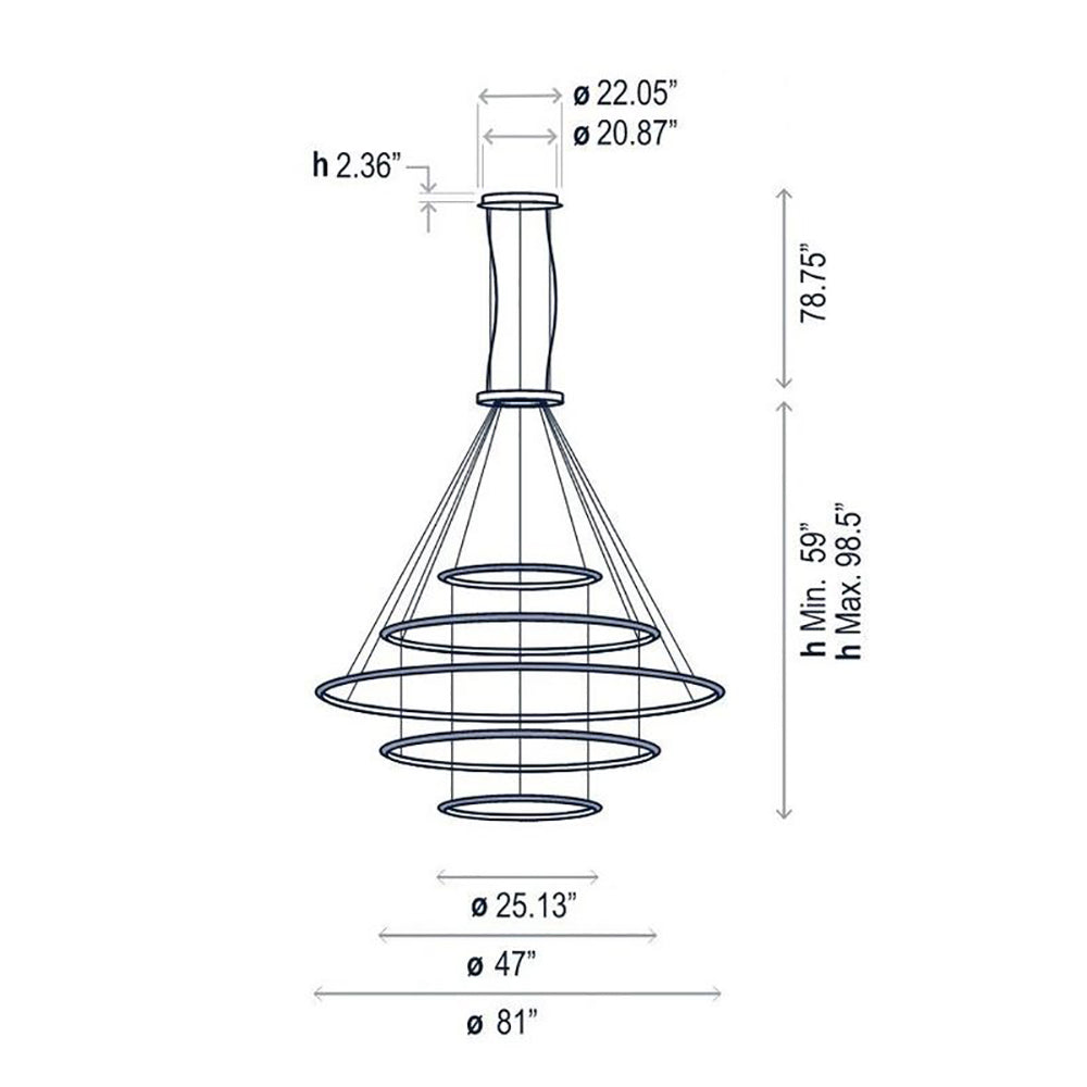 Circular Five Ring Pendant Light