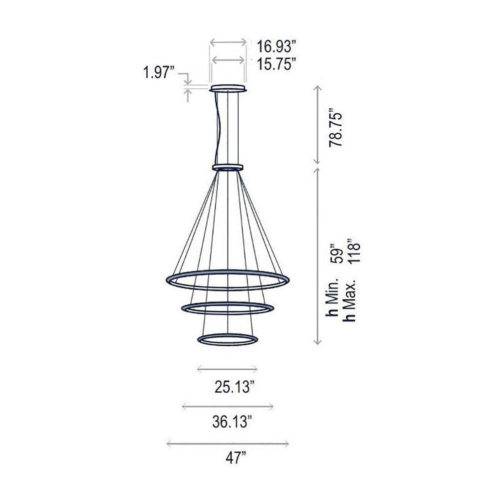 Circular Three Ring Pendant Light