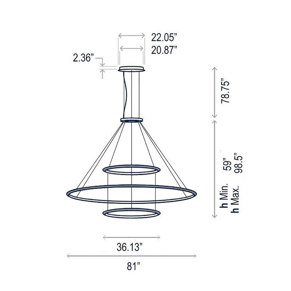 Circular Three Ring Pendant Light