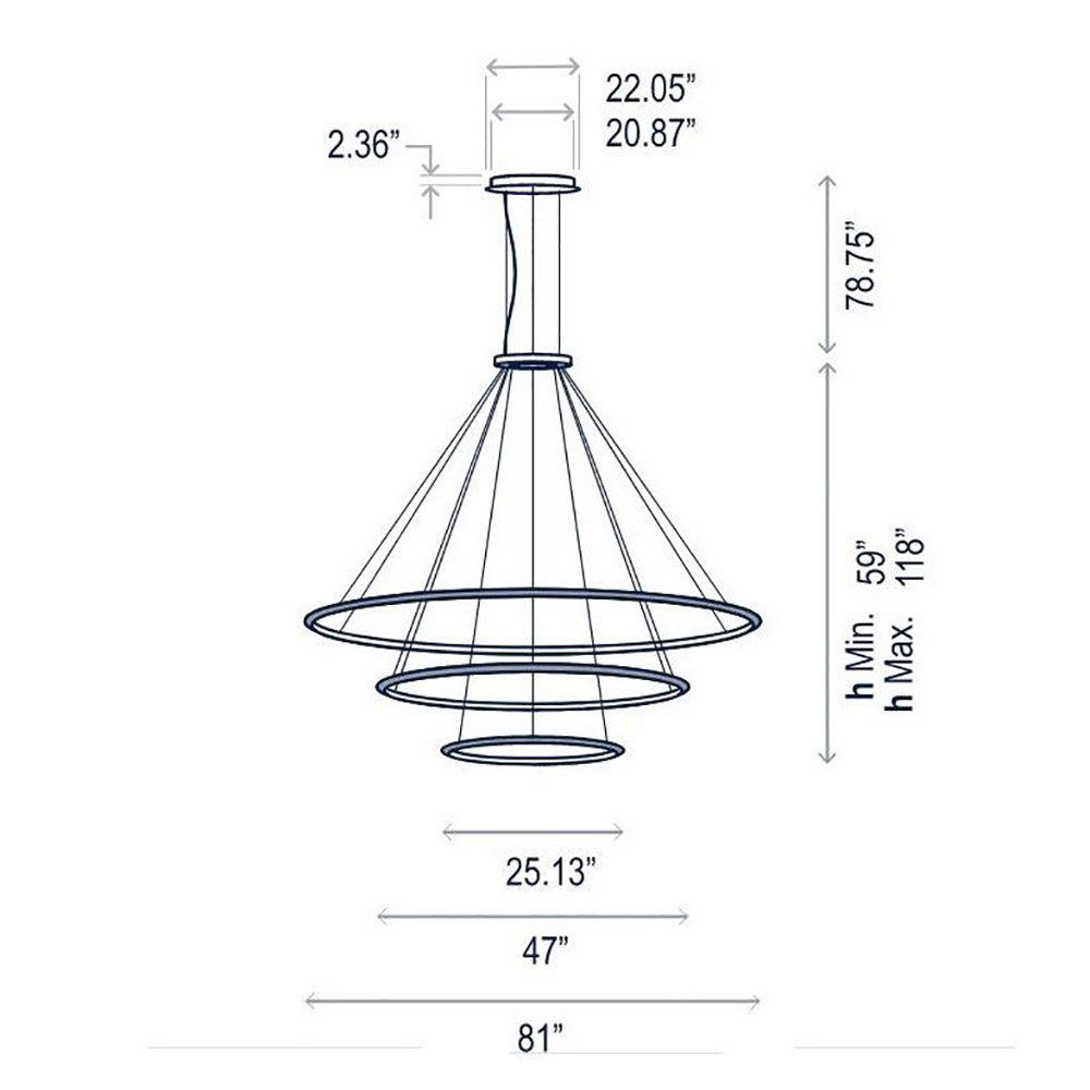 Circular Three Ring Pendant Light