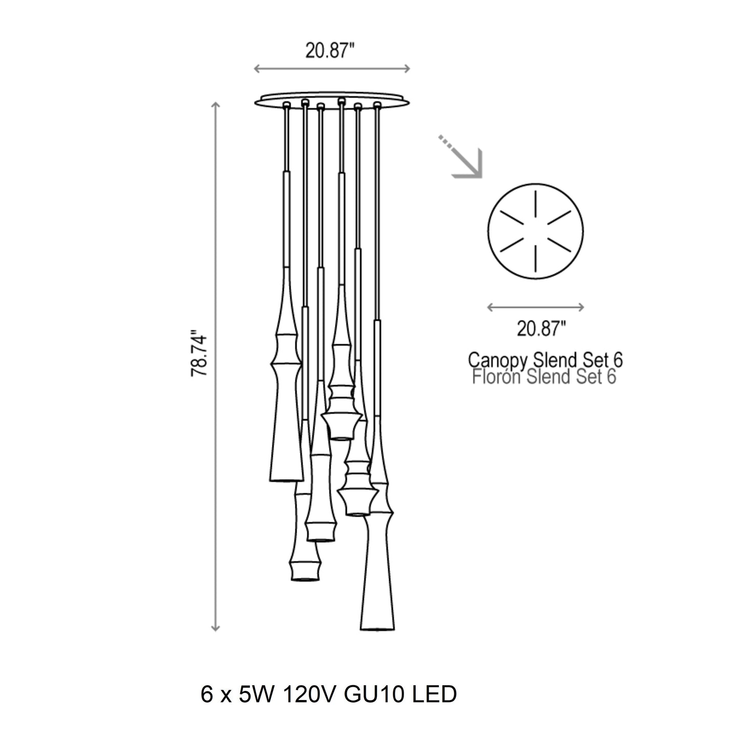 Slend 6 Light Round Multi Light