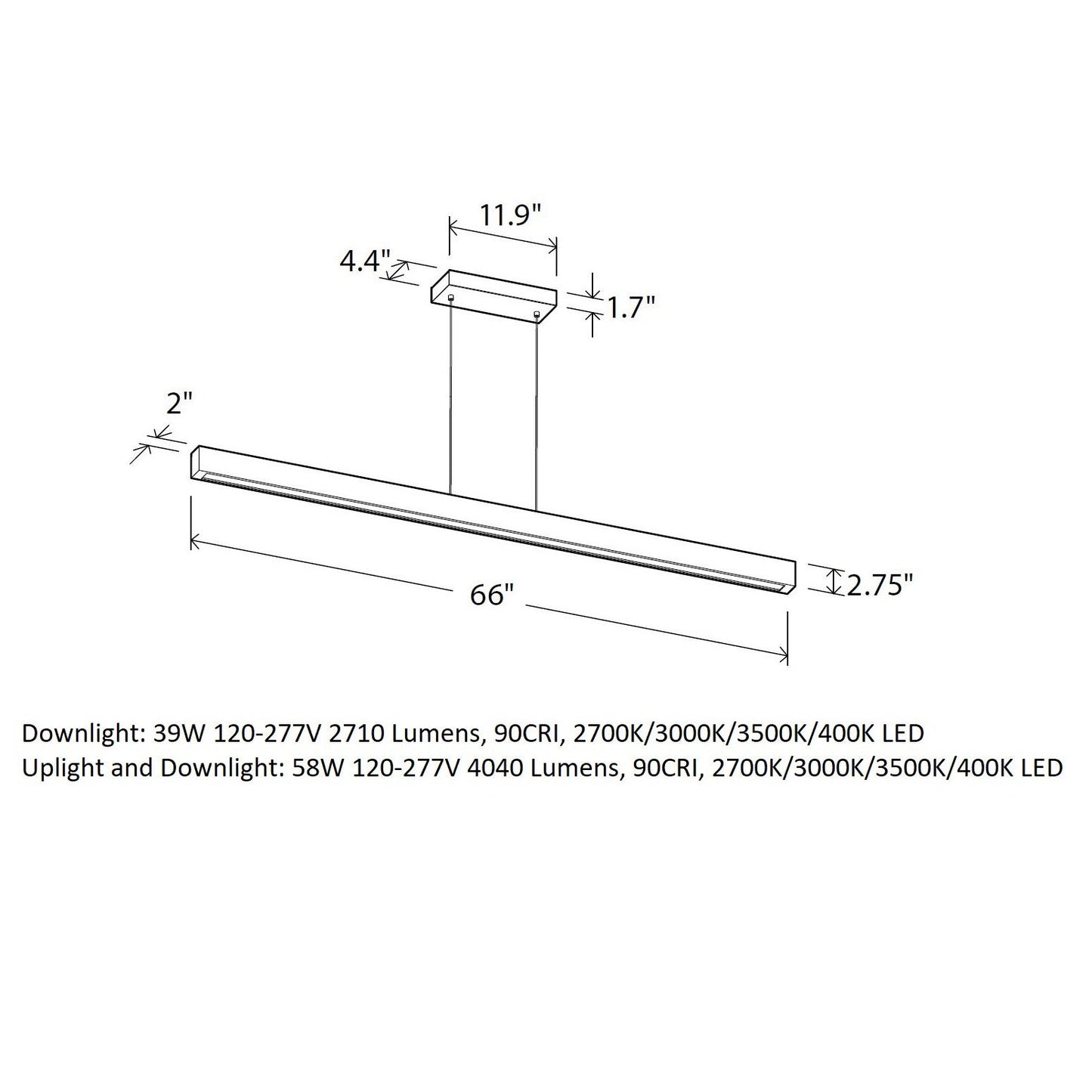 Una LED Linear Pendant Light