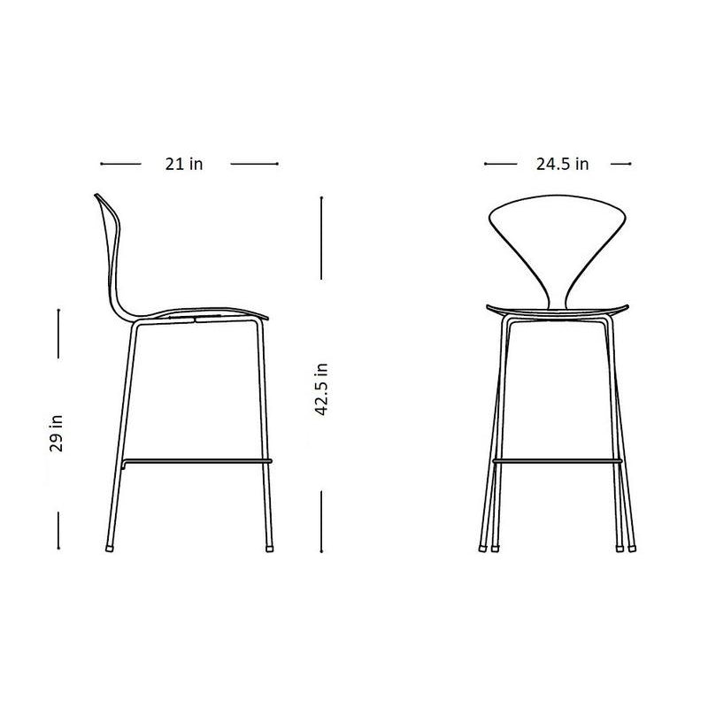 Bar Stool with Chrome Base - Upholstered Seat and Back