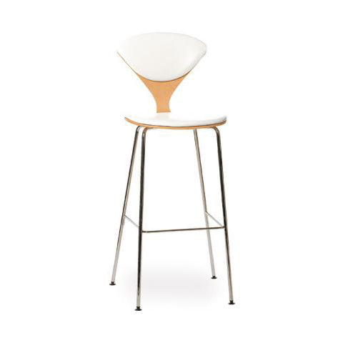 Bar Stool with Chrome Base - Upholstered Seat and Back
