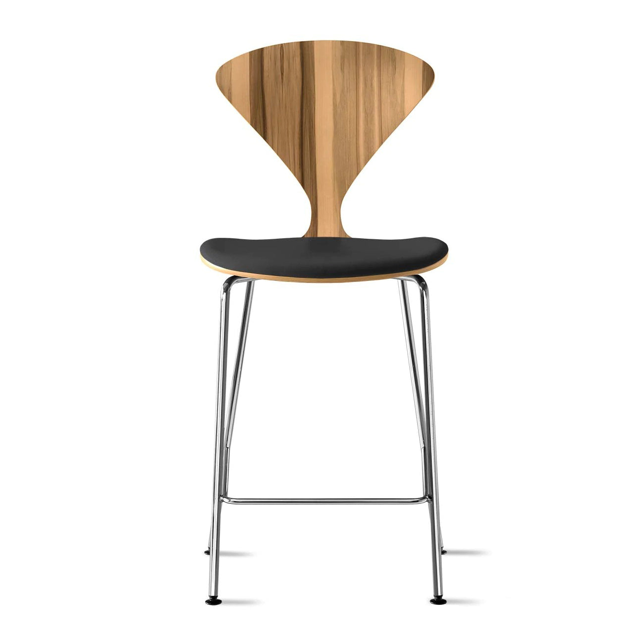 Bar Stool with Chrome Base - Upholstered Seat