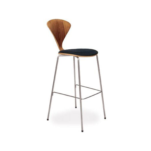 Bar Stool with Chrome Base - Upholstered Seat