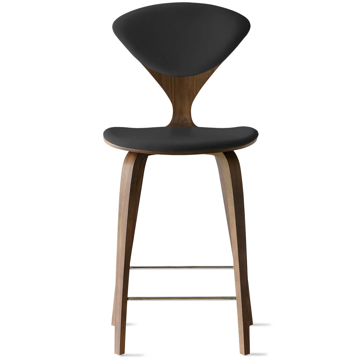 Bar Stool with Wood Base - Upholstered Seat and Back