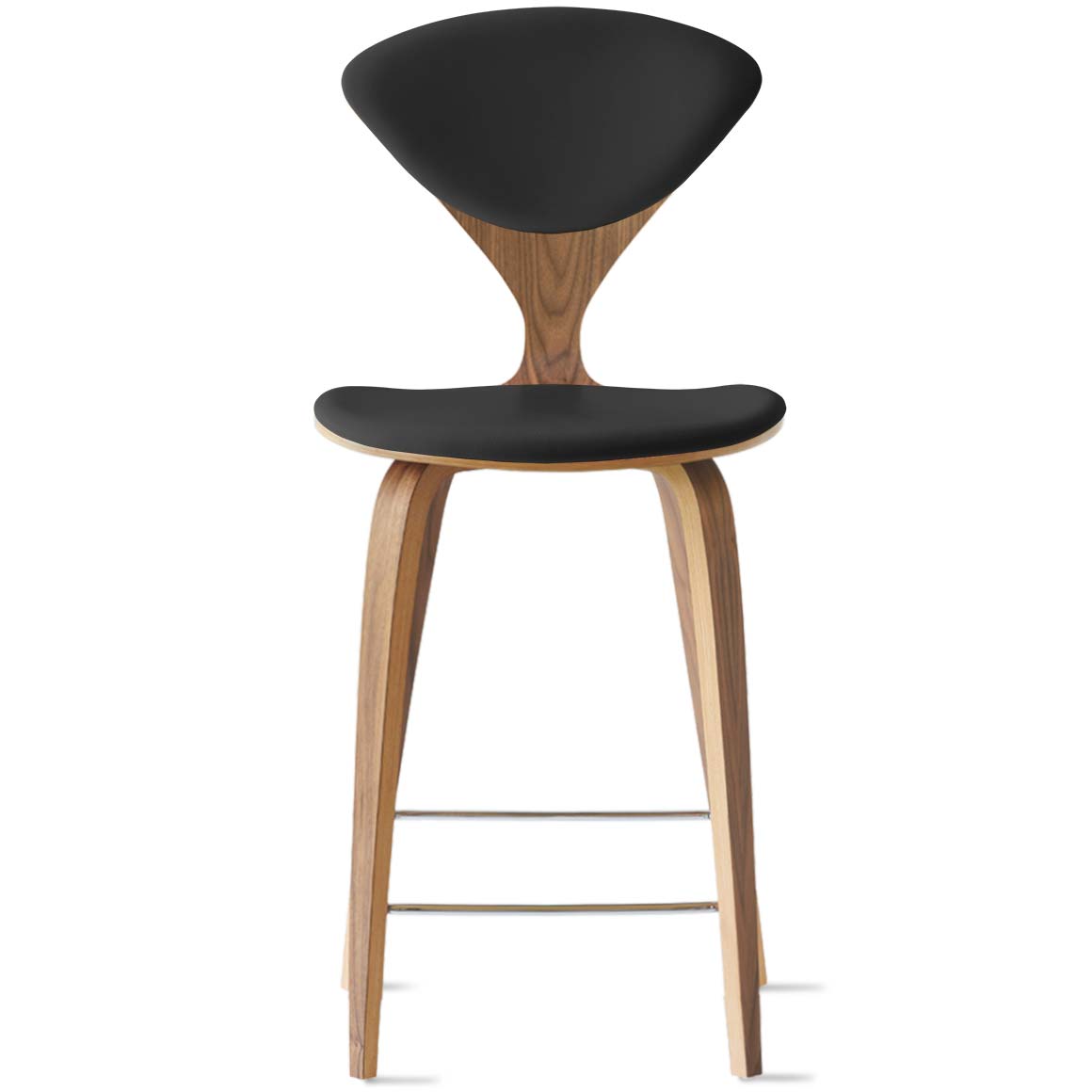 Bar Stool with Wood Base - Upholstered Seat and Back