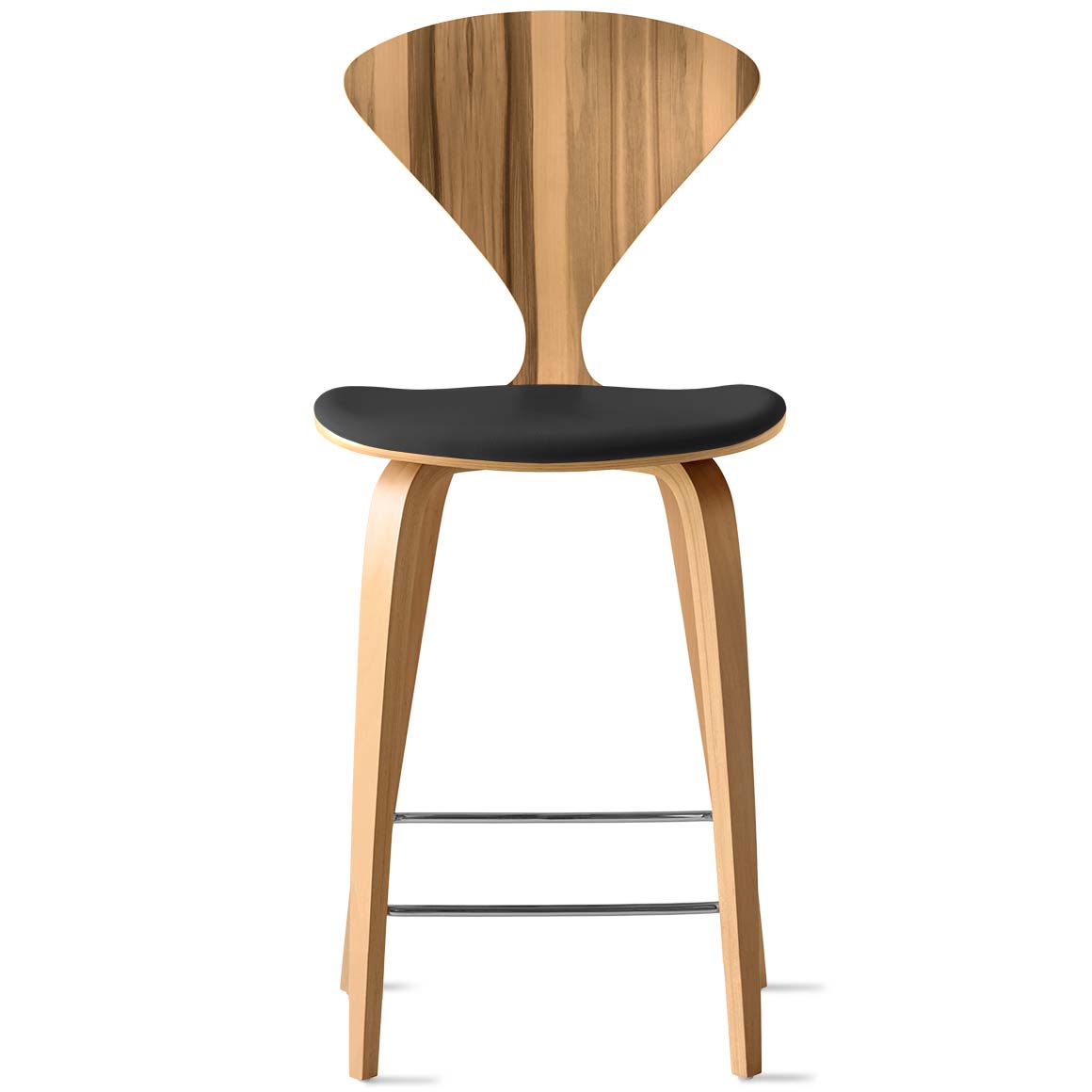 Bar Stool with Wood Base - Upholstered Seat