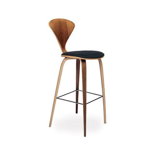 Bar Stool with Wood Base - Upholstered Seat