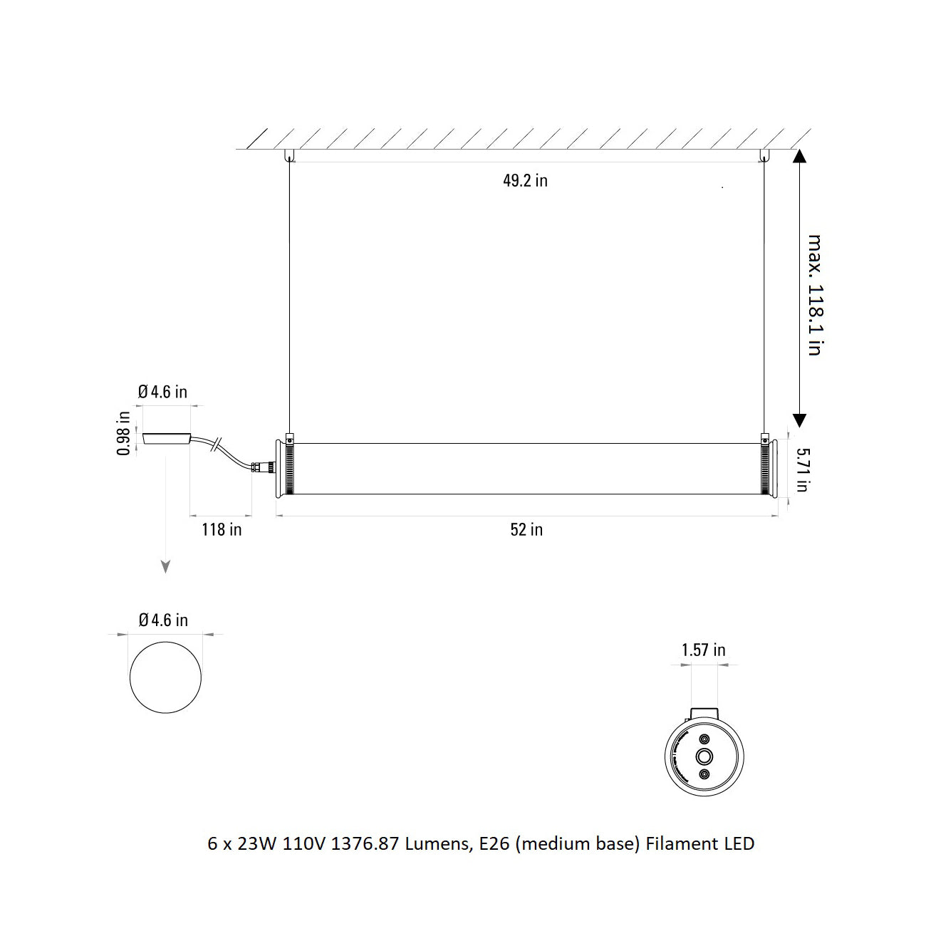 In The Tube Horizontal Outdoor Pendant Light