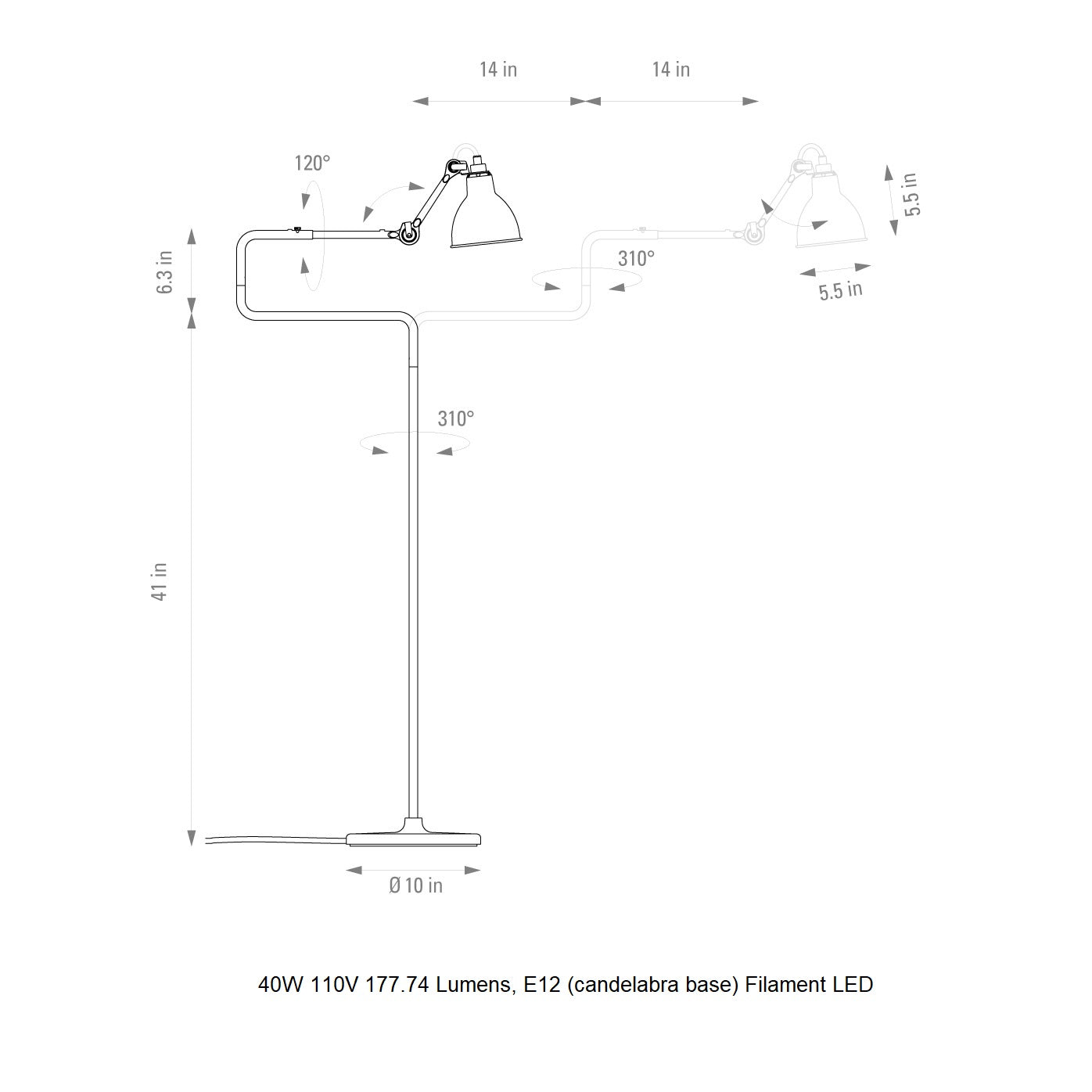 Lampe Gras N¡ã411 Floor Lamp