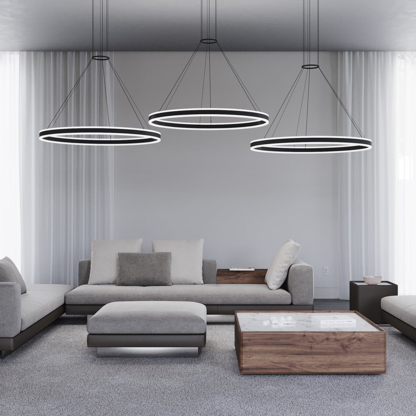 Double Corona LED Ring Pendant Light