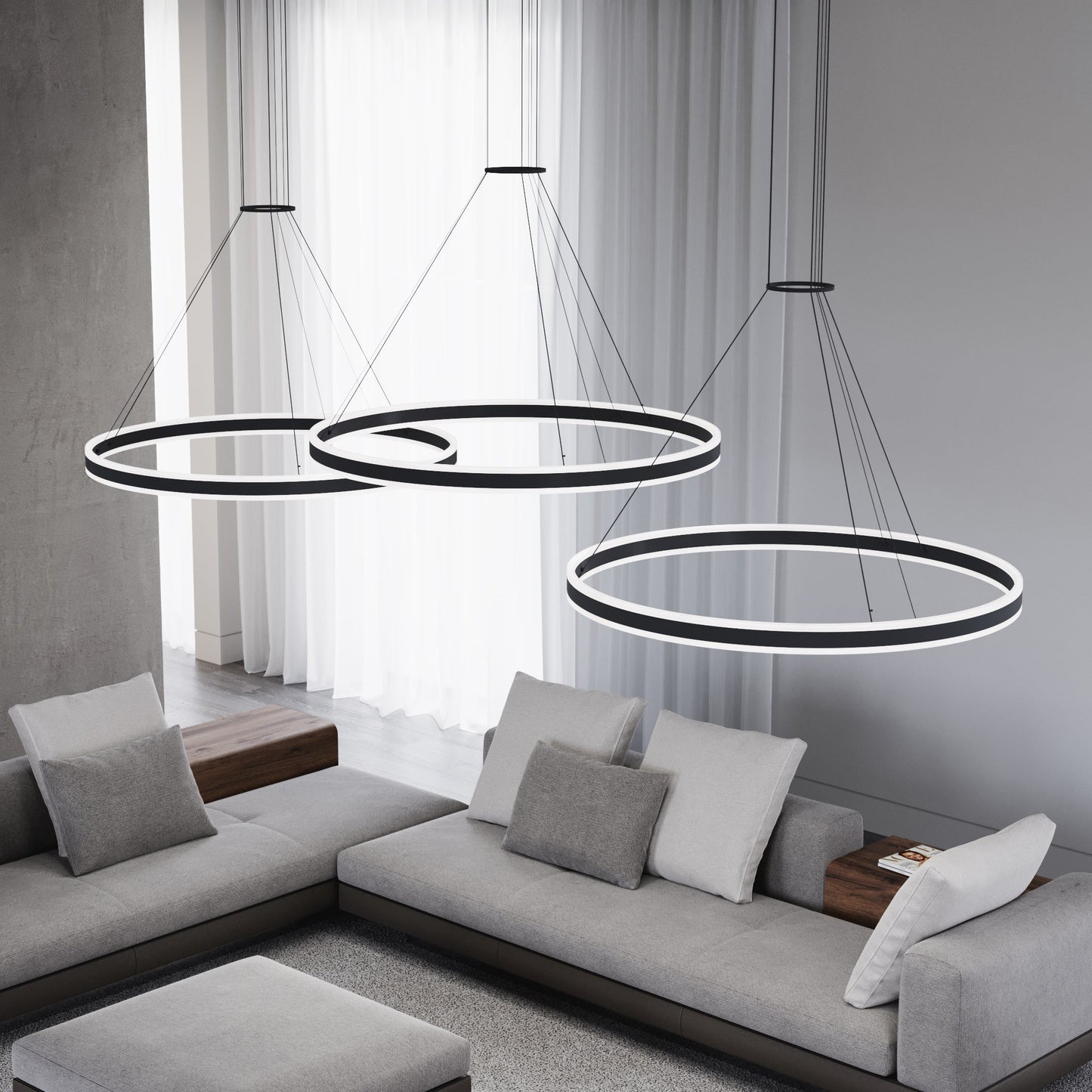 Double Corona LED Ring Pendant Light