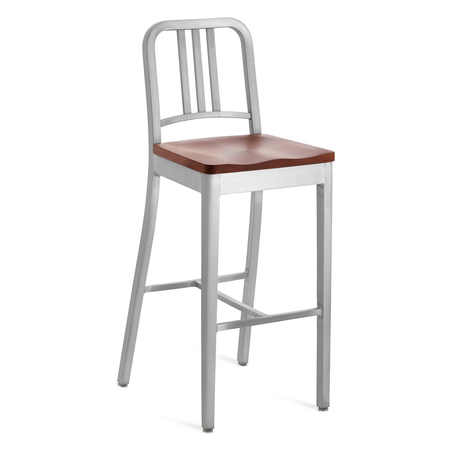 Navy Stool with Wood Seat