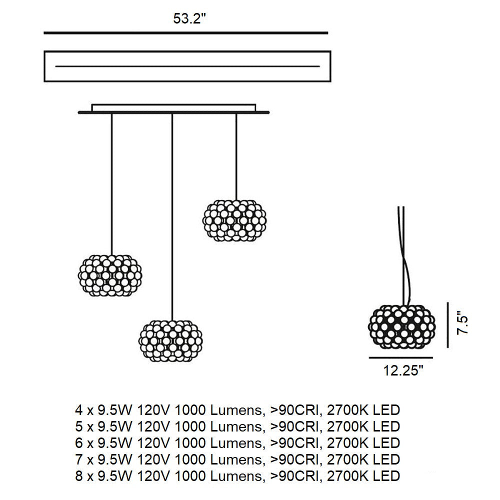 Caboche Long Linear Multi Light Pendant Light