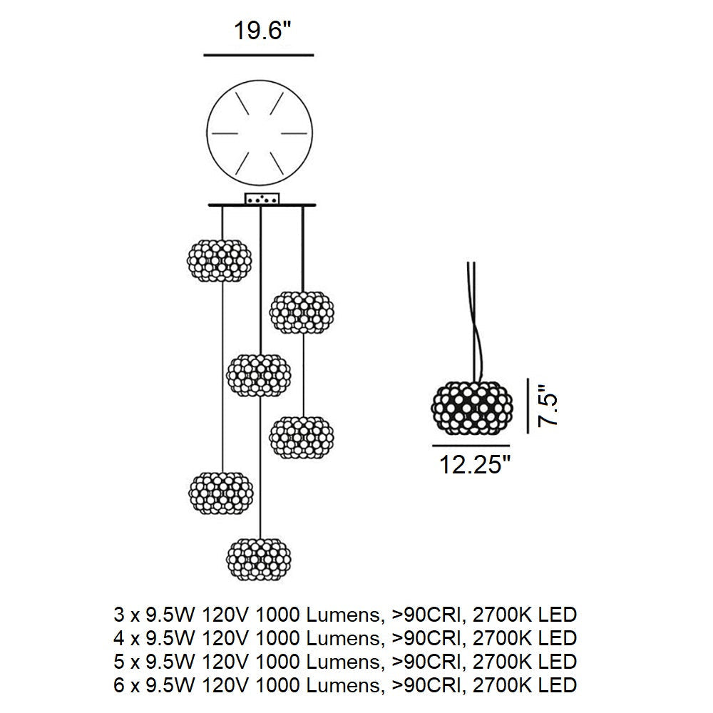 Caboche Round Multi Light Pendant Light