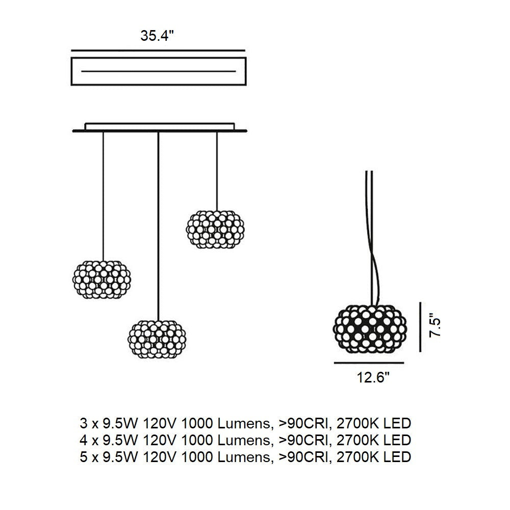 Caboche Small Linear Multi Light Pendant Light