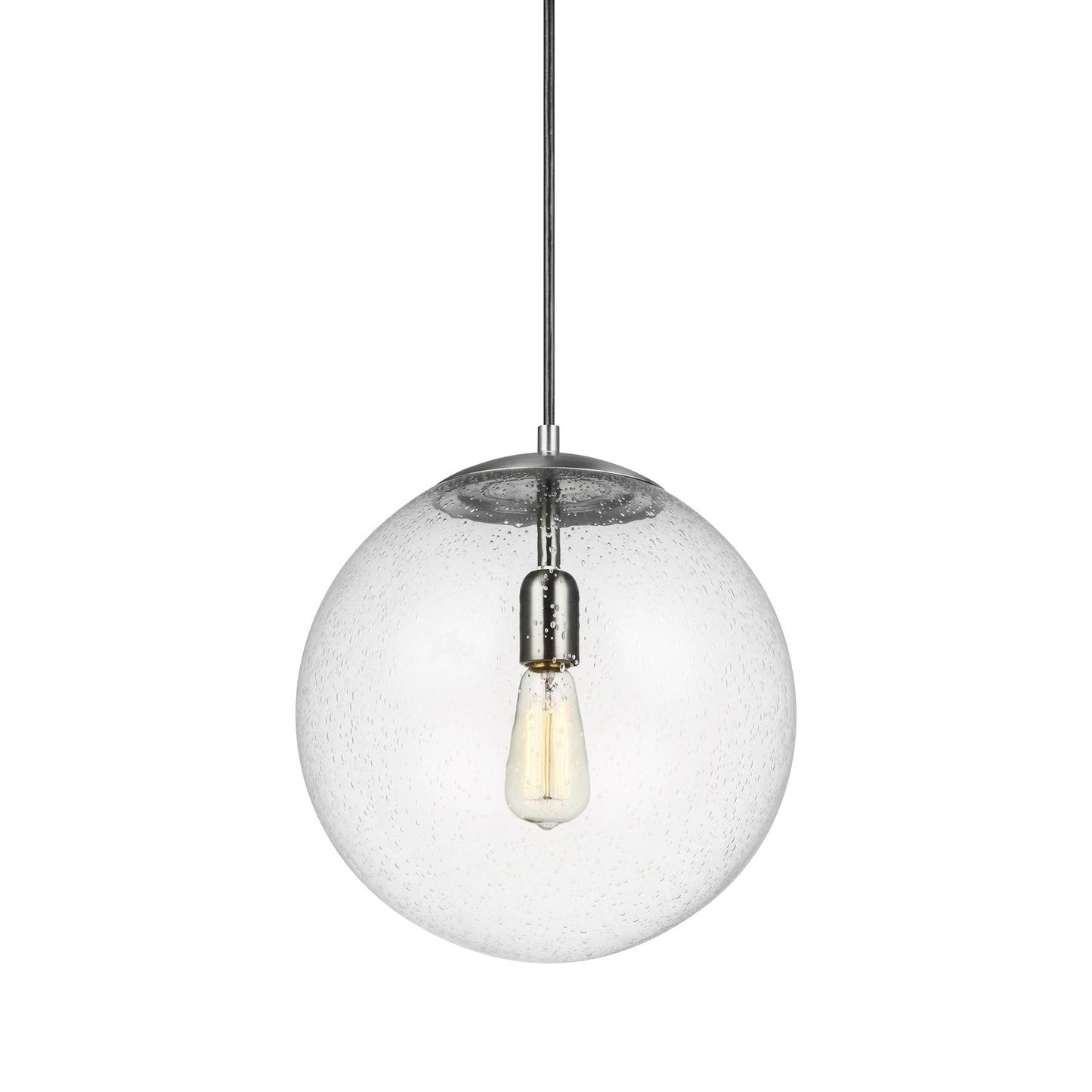 Leo Globe Pendant Light - Clear Seeded Glass