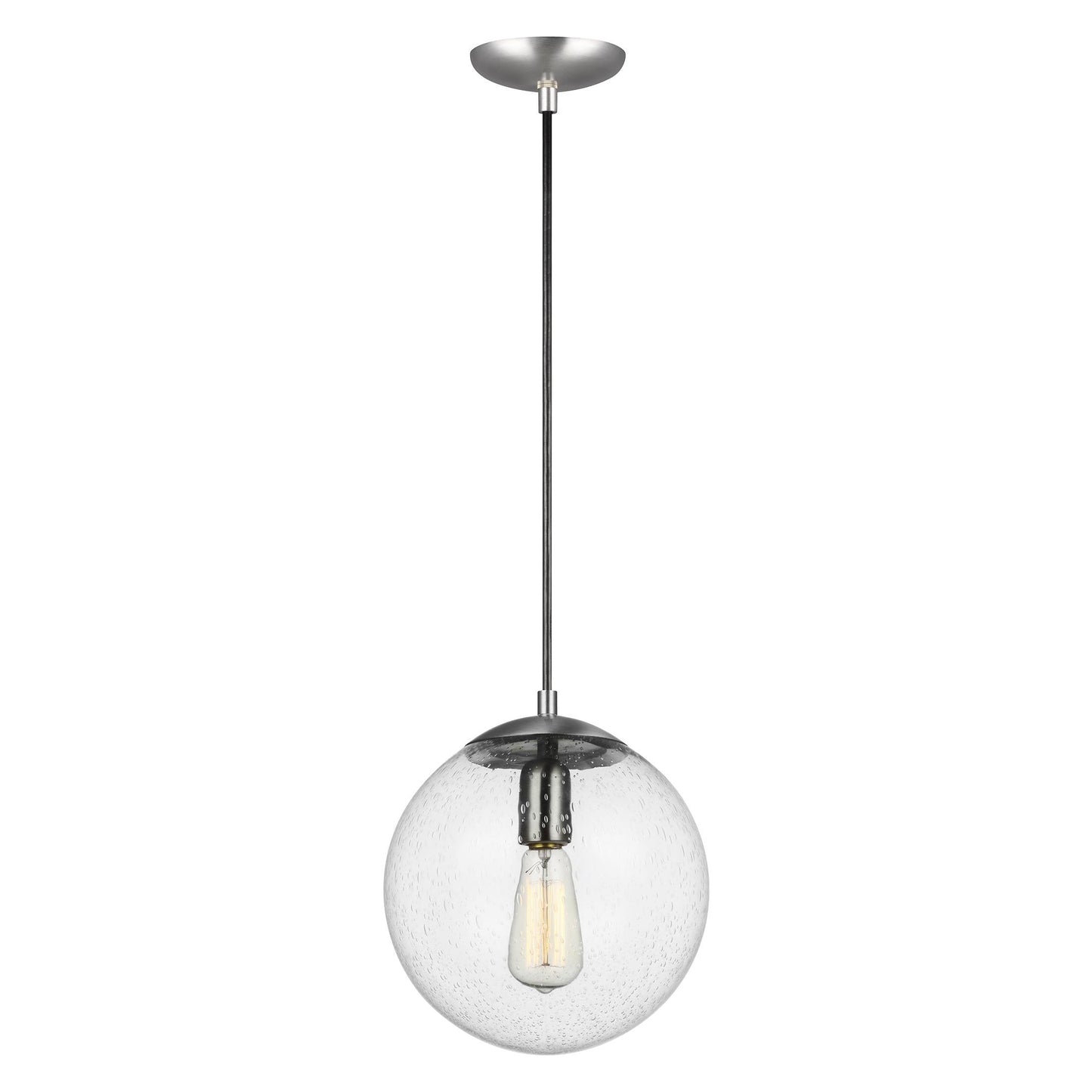 Leo Globe Pendant Light - Clear Seeded Glass