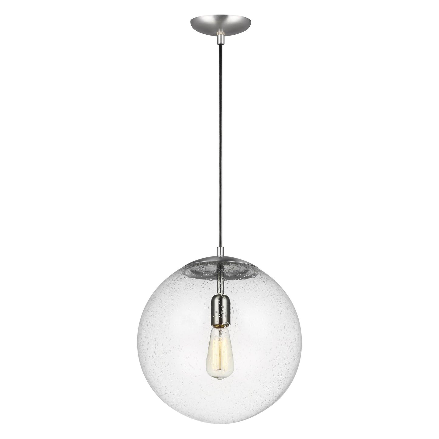 Leo Globe Pendant Light - Clear Seeded Glass