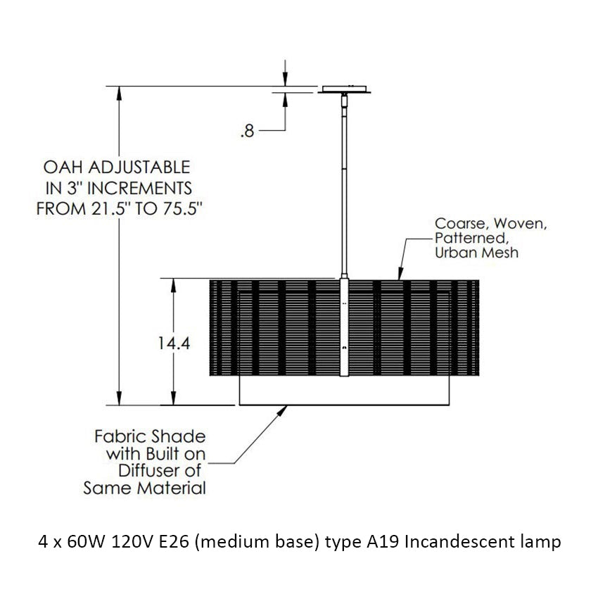 Downtown Mesh Pendant Light with Linen Shade