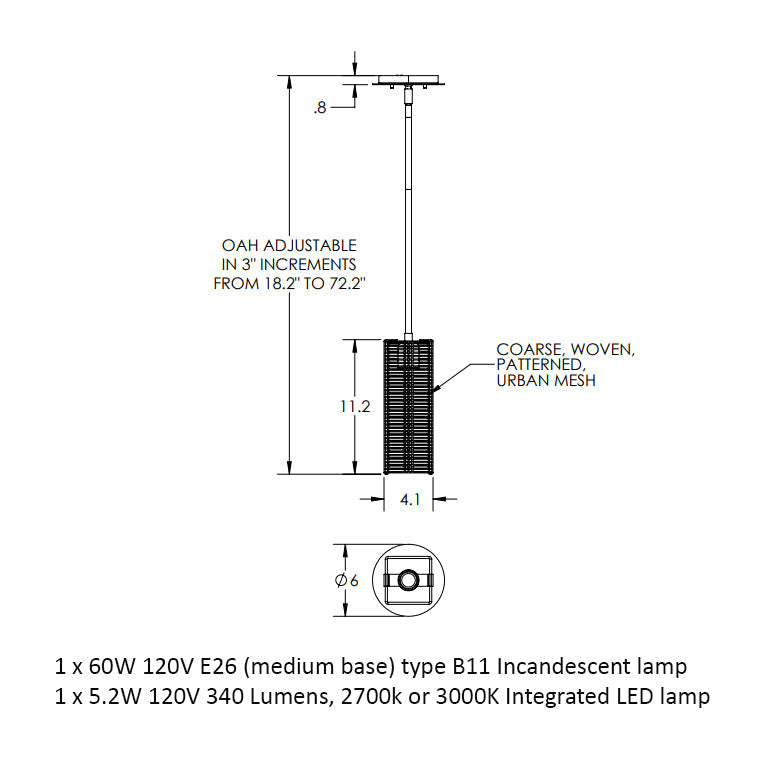 Downtown Mesh Rod Pendant Light