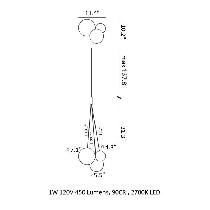 Random 4 Light Multipoint Pendant Light