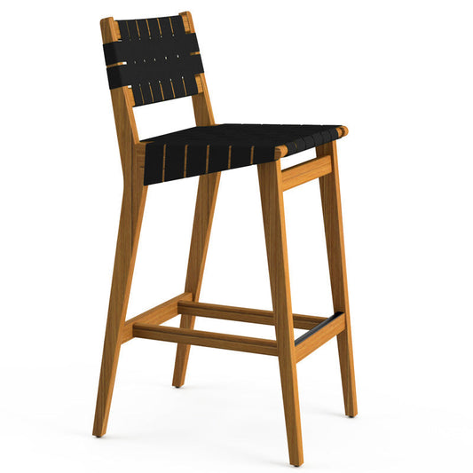 Risom Outdoor Stool with Webbed Seat and Back