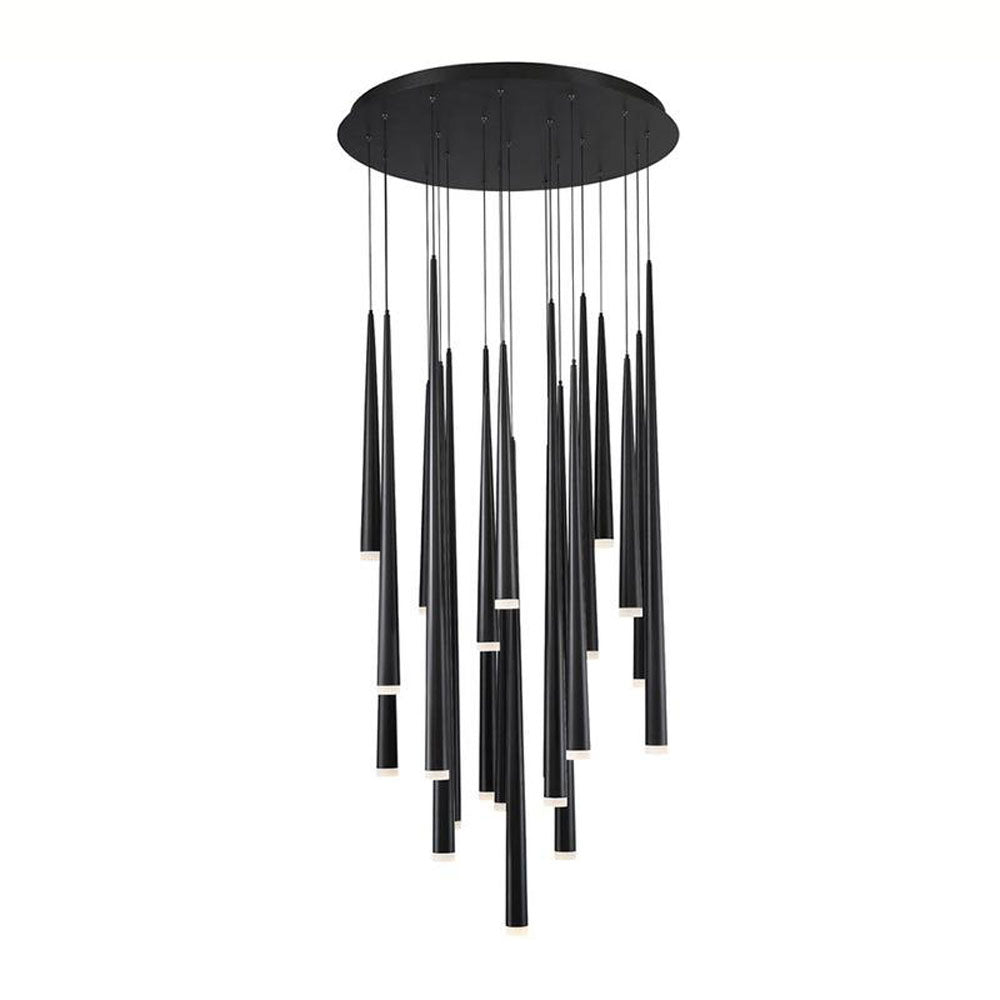 Cascade Etched Glass LED Round Chandelier