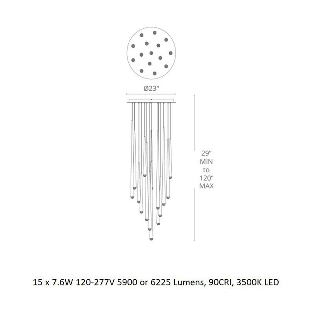 Cascade Etched Glass LED Round Chandelier