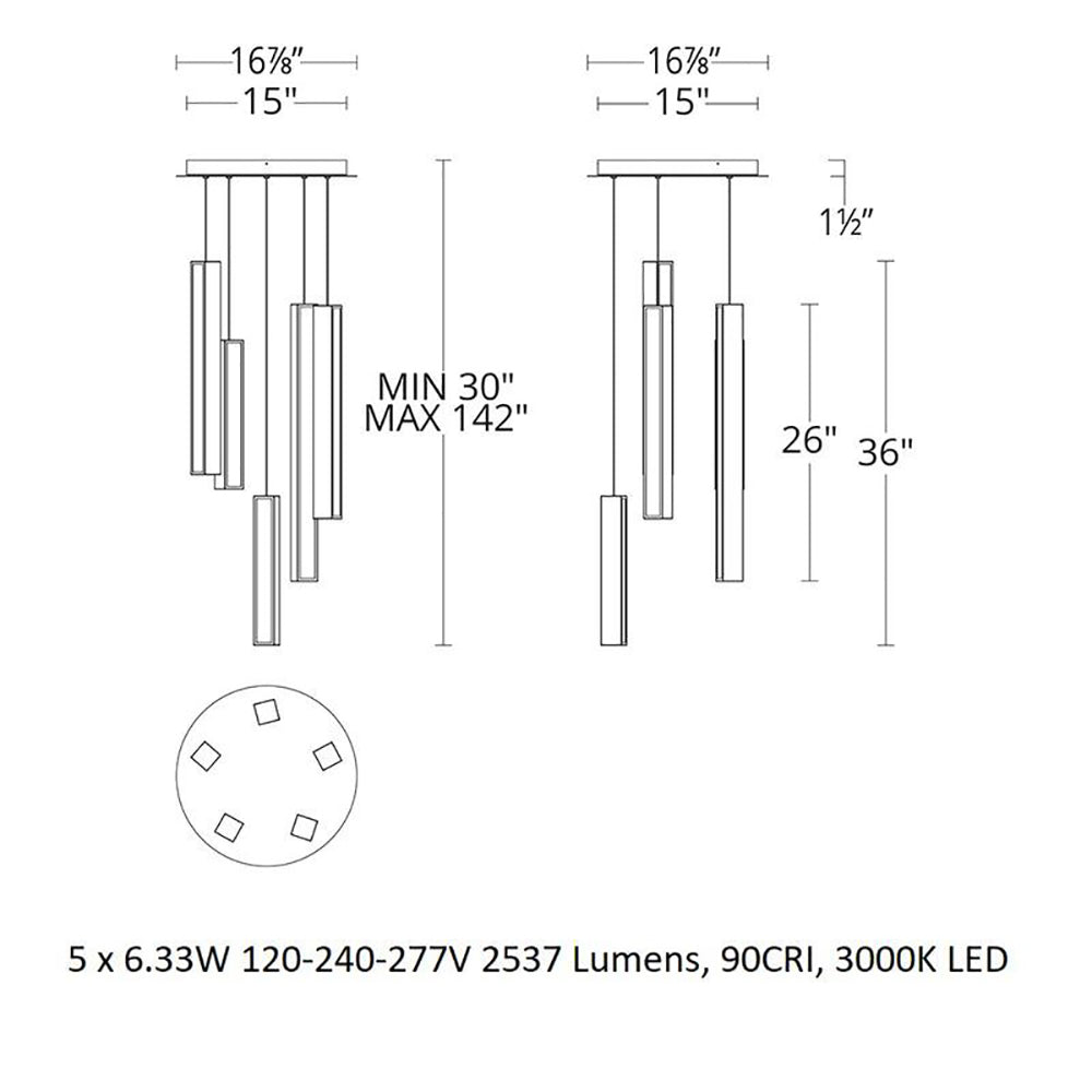 Chaos LED Round Multi Light Pendant Light