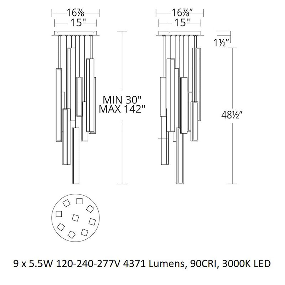 Chaos LED Round Multi Light Pendant Light