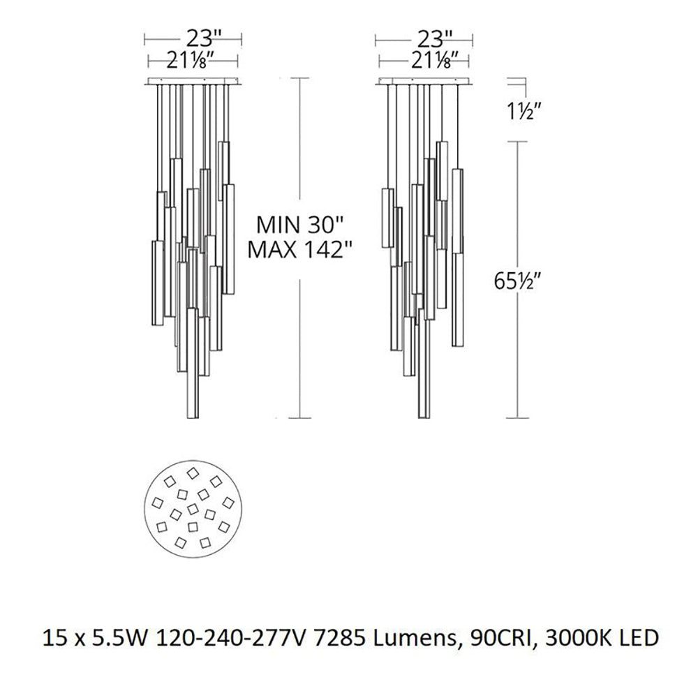 Chaos LED Round Multi Light Pendant Light